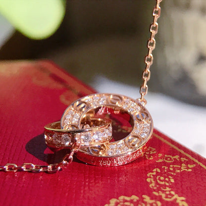 [Cadisa] LOVE  FULL DIAMOND PENDANT NECKLACE