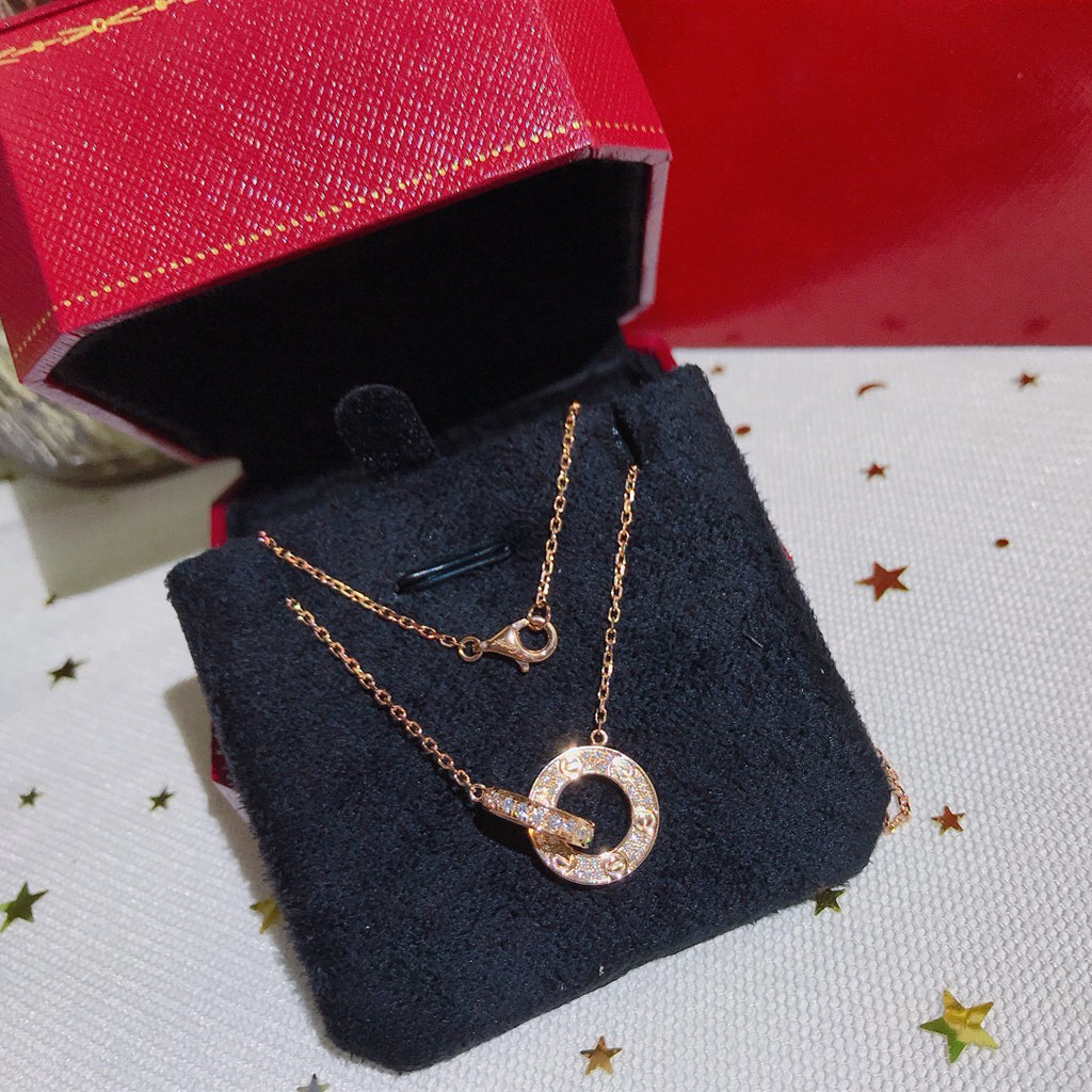[Cadisa] LOVE  FULL DIAMOND PENDANT NECKLACE