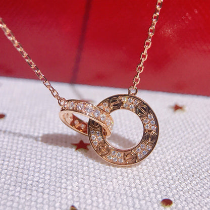 [Cadisa] LOVE  FULL DIAMOND PENDANT NECKLACE