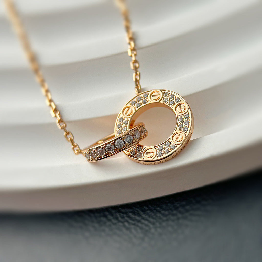 [Cadisa] LOVE  FULL DIAMOND PENDANT NECKLACE