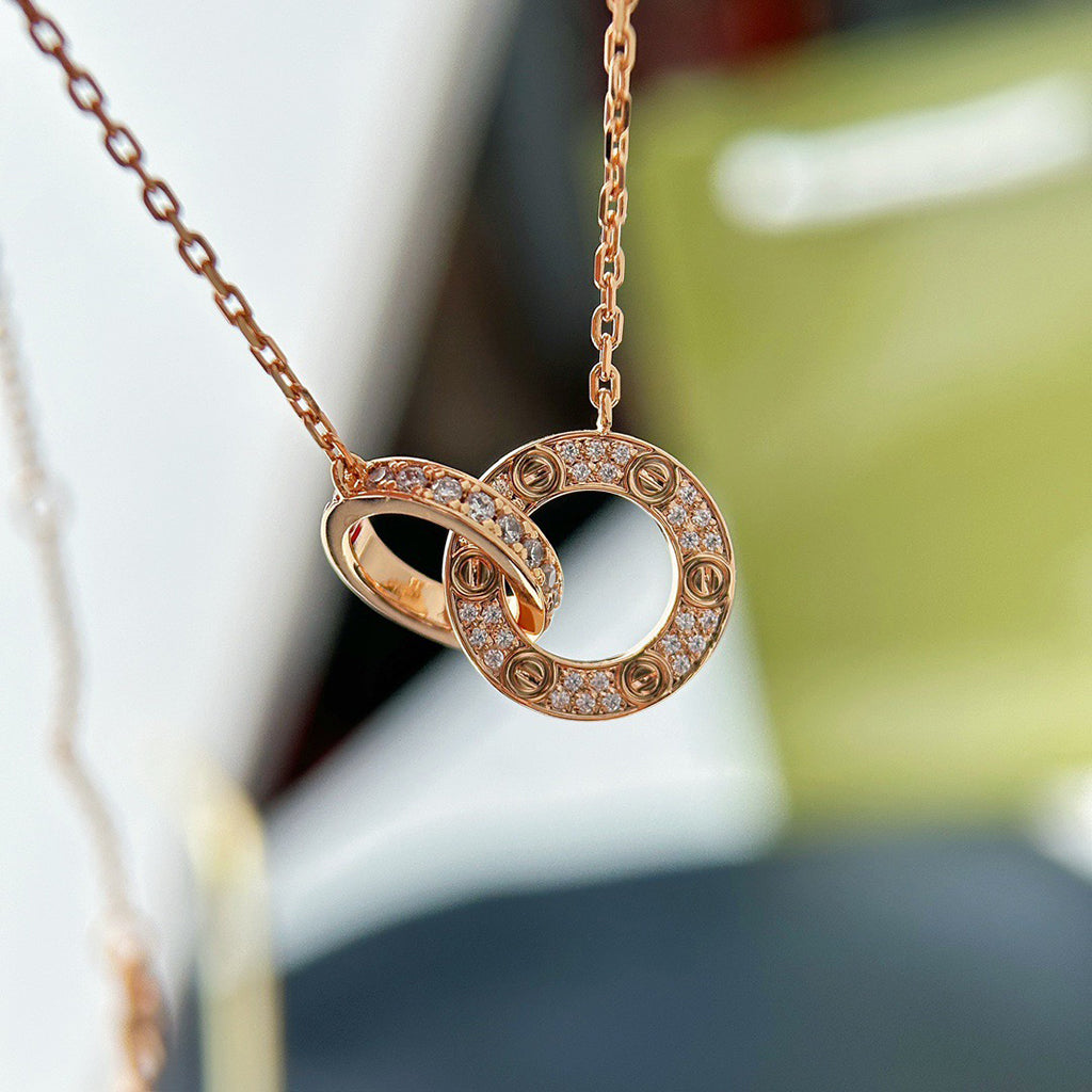 [Cadisa] LOVE  FULL DIAMOND PENDANT NECKLACE