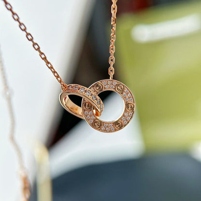 [Cadisa] LOVE  FULL DIAMOND PENDANT NECKLACE