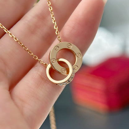 [Cadisa] LOVE  FULL DIAMOND PENDANT NECKLACE