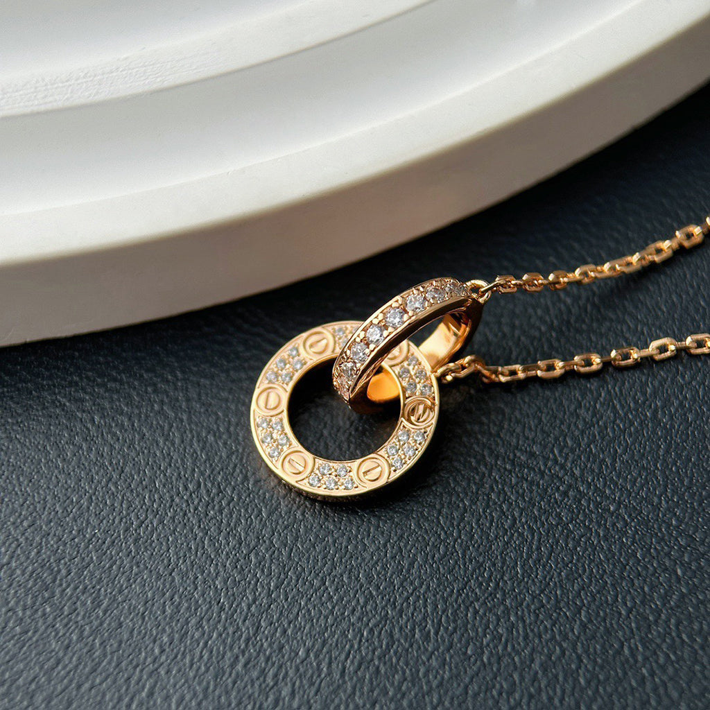 [Cadisa] LOVE  FULL DIAMOND PENDANT NECKLACE