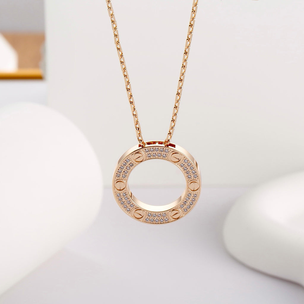 [Cadisa] LOVE NECKLACE 16MM  FULL DIAMOND