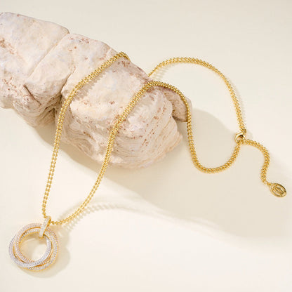 [Cadisa] TRINITY LARGE FULL DIAMOND  NECKLACE