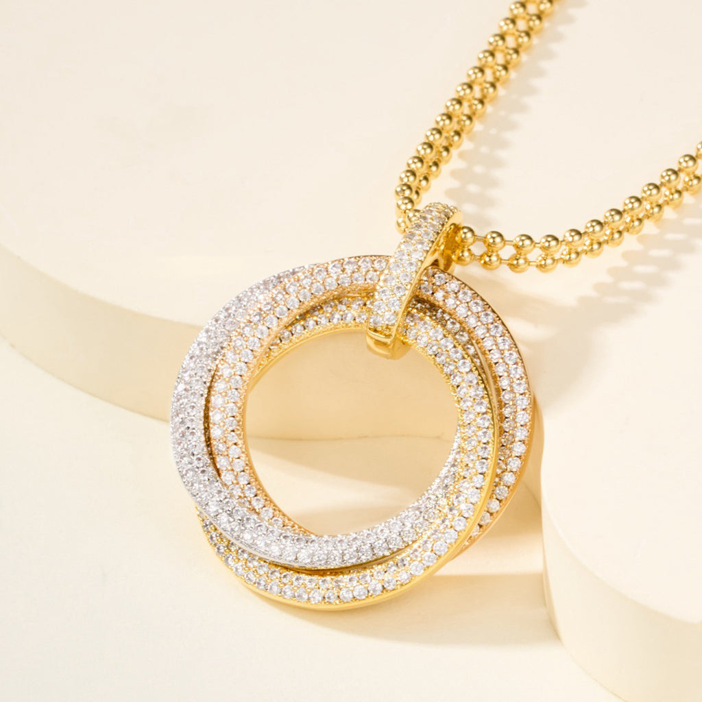 [Cadisa] TRINITY LARGE FULL DIAMOND  NECKLACE