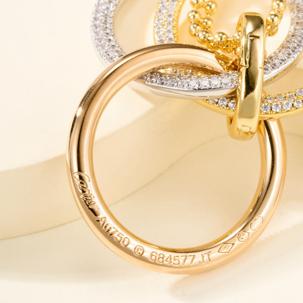 [Cadisa] TRINITY LARGE FULL DIAMOND  NECKLACE