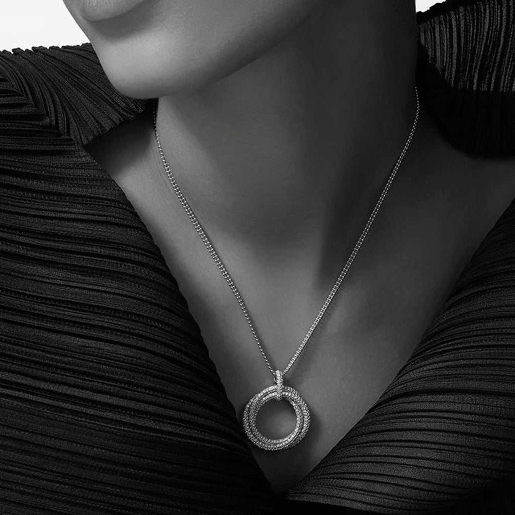 [Cadisa] TRINITY LARGE FULL DIAMOND  NECKLACE