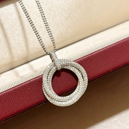 [Cadisa] TRINITY LARGE FULL DIAMOND  NECKLACE