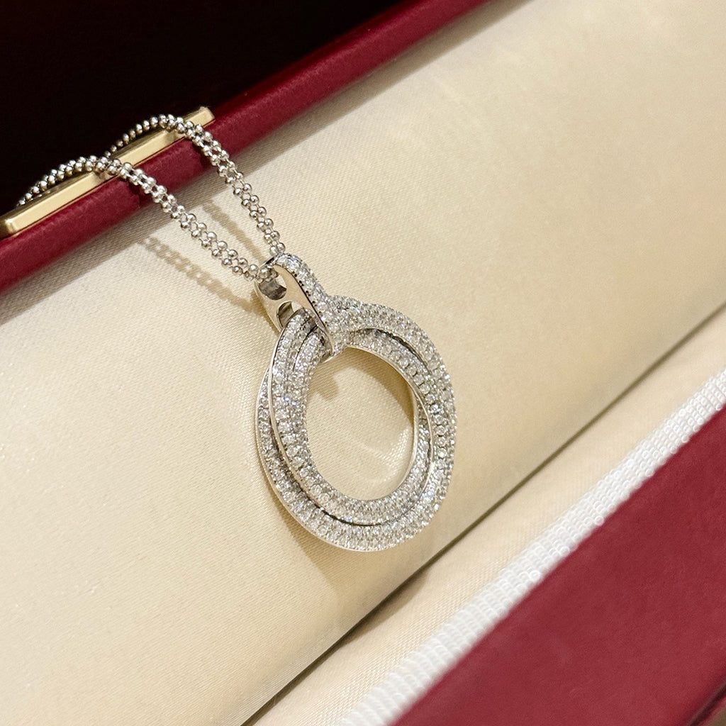 [Cadisa] TRINITY LARGE FULL DIAMOND  NECKLACE