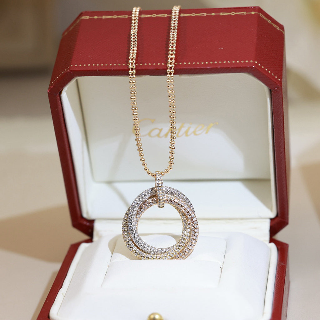[Cadisa] TRINITY LARGE FULL DIAMOND  NECKLACE