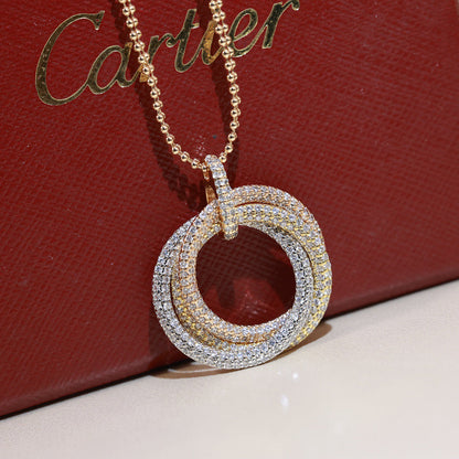 [Cadisa] TRINITY LARGE FULL DIAMOND  NECKLACE