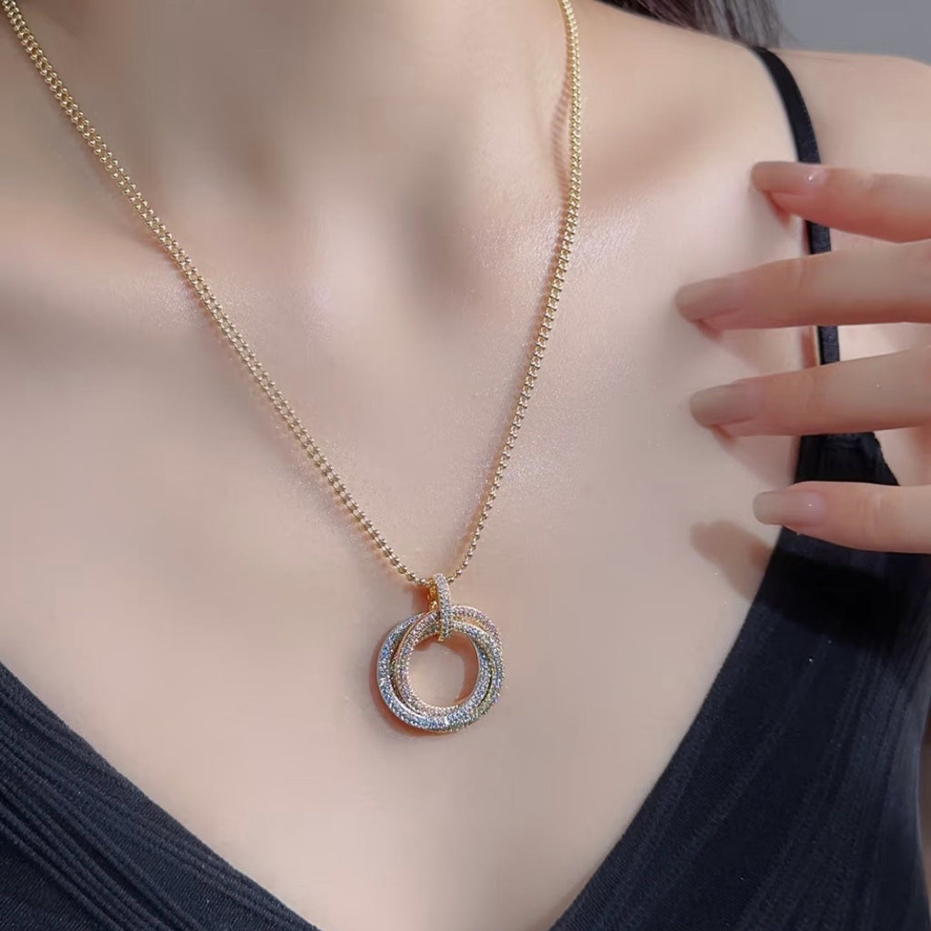 [Cadisa] TRINITY LARGE FULL DIAMOND  NECKLACE