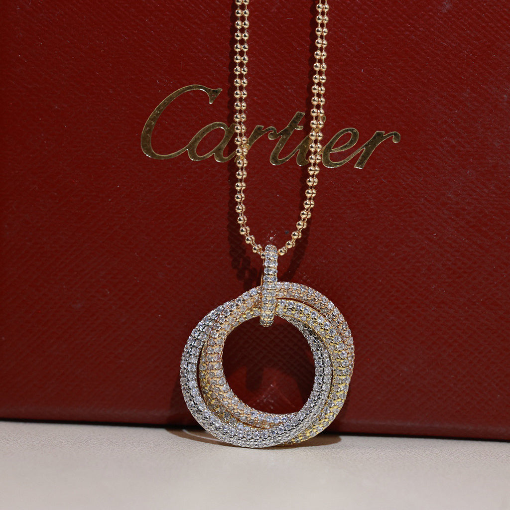 [Cadisa] TRINITY LARGE FULL DIAMOND  NECKLACE