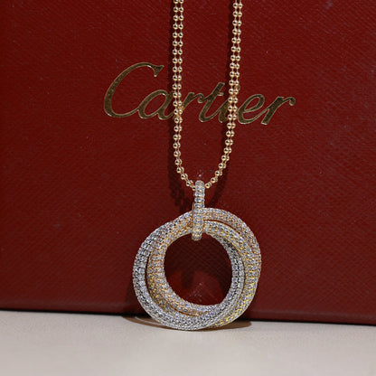[Cadisa] TRINITY LARGE FULL DIAMOND  NECKLACE