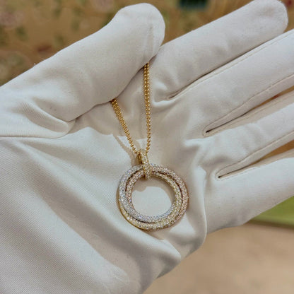 [Cadisa] TRINITY LARGE FULL DIAMOND  NECKLACE