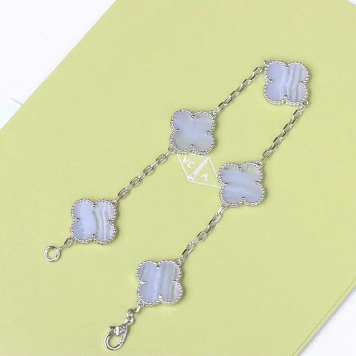 [Cadisa] CLOVER 5 MOTIF PURPLE CHALCEDONY BRACELET COLLECTION