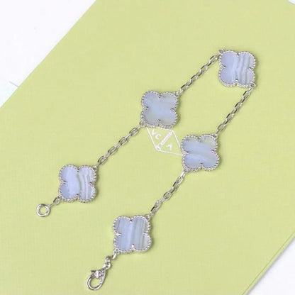 [Cadisa] CLOVER 5 MOTIF PURPLE CHALCEDONY BRACELET COLLECTION