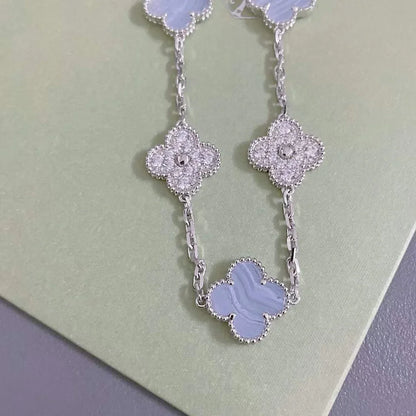 [Cadisa] CLOVER 5 MOTIF PURPLE CHALCEDONY BRACELET COLLECTION