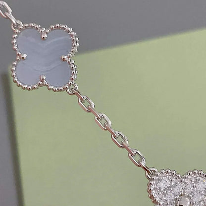 [Cadisa] CLOVER 5 MOTIF PURPLE CHALCEDONY BRACELET COLLECTION