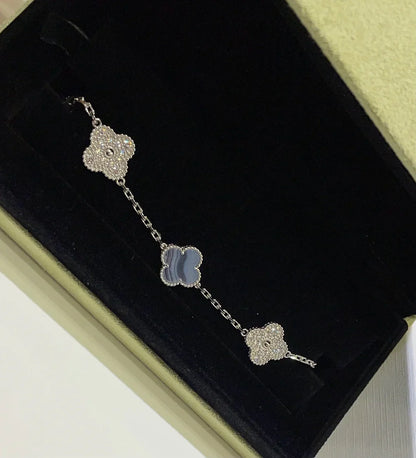 [Cadisa] CLOVER 5 MOTIF PURPLE CHALCEDONY BRACELET COLLECTION