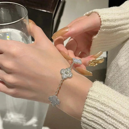 [Cadisa] CLOVER 5 MOTIF PURPLE CHALCEDONY BRACELET COLLECTION