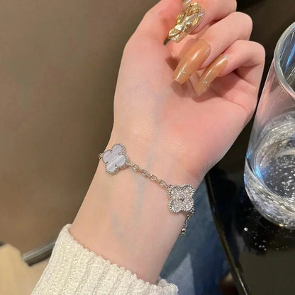 [Cadisa] CLOVER 5 MOTIF PURPLE CHALCEDONY BRACELET COLLECTION