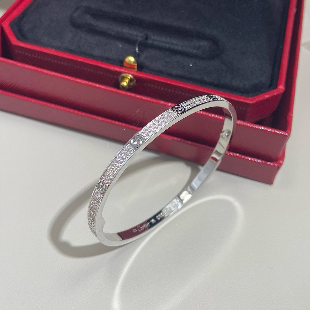 [Cadisa] JUSTE Diamond & LOVE Diamond-Paved Bracelet Stack Set