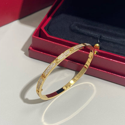 [Cadisa] JUSTE Diamond & LOVE Diamond-Paved Bracelet Stack Set