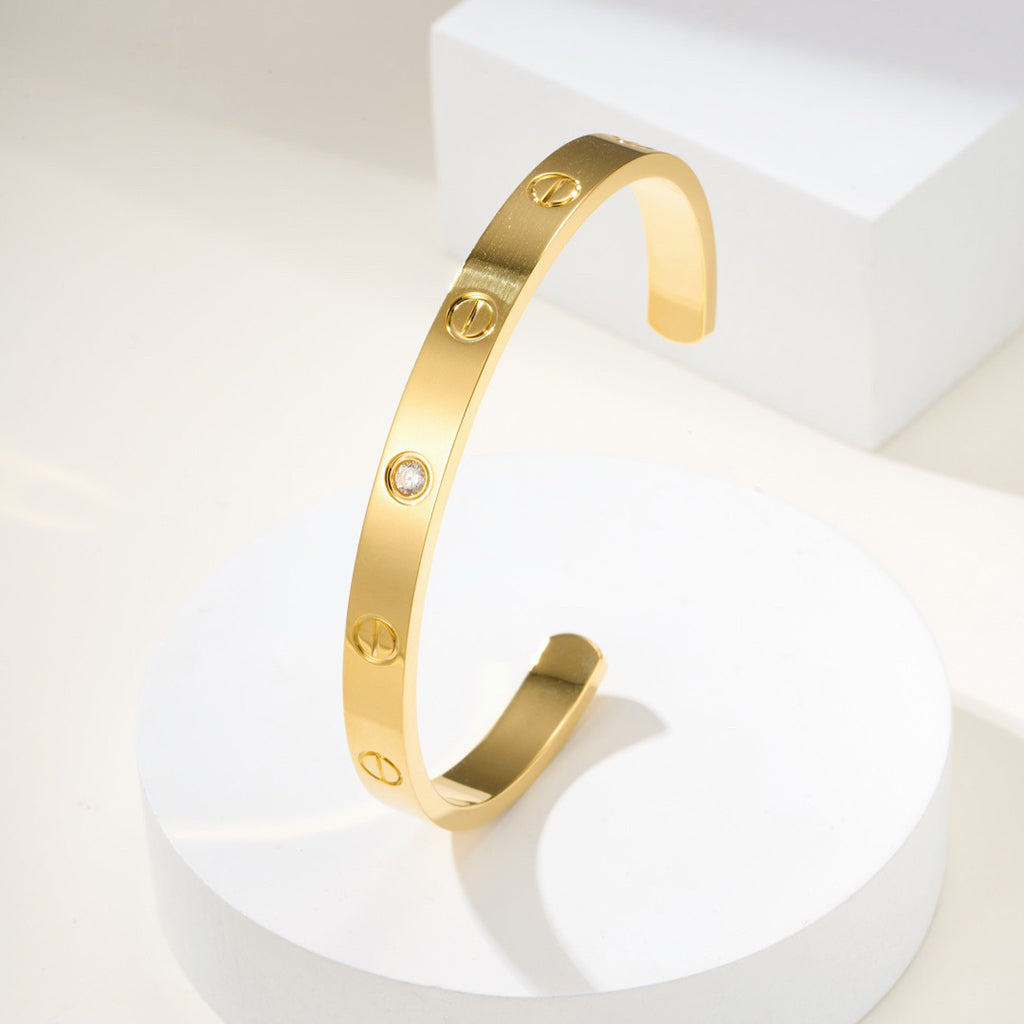 [Cadisa] LOVE BRACELET 6.1MM 1 DIAMOND OPEN CUFF