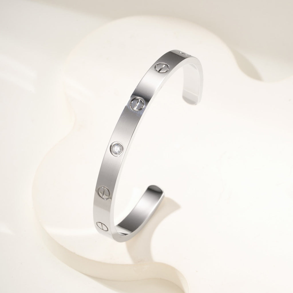 [Cadisa] LOVE BRACELET 6.1MM 1 DIAMOND OPEN CUFF