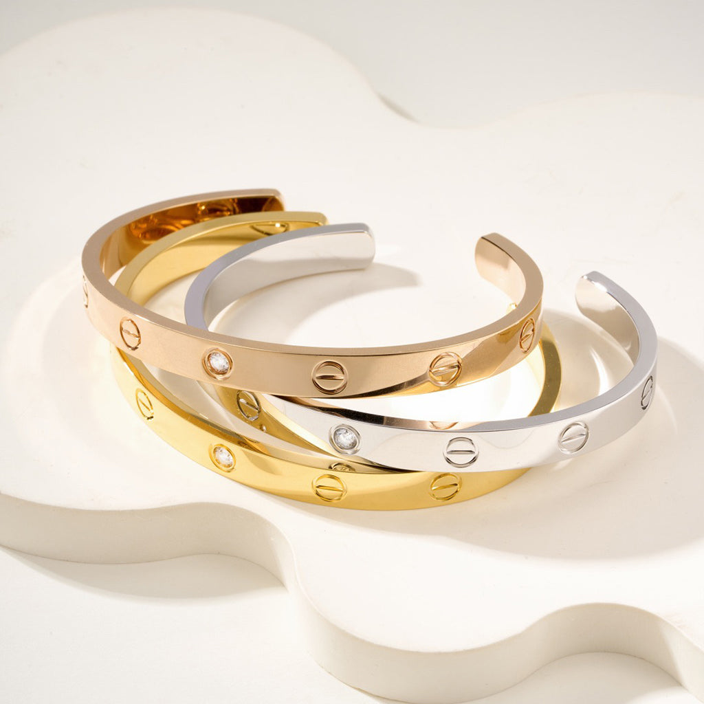 [Cadisa] LOVE BRACELET 6.1MM 1 DIAMOND OPEN CUFF