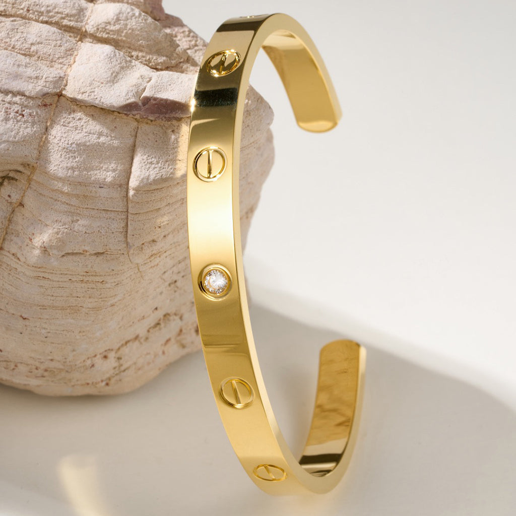 [Cadisa] LOVE BRACELET 6.1MM 1 DIAMOND OPEN CUFF