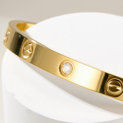 [Cadisa] LOVE BRACELET 6.1MM 1 DIAMOND OPEN CUFF