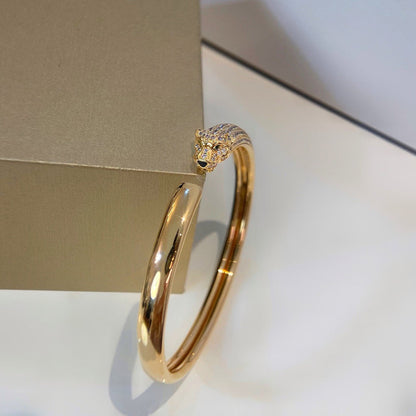 [Cadisa] PANTHERE HALF DIAMOND OPEN BRACELET