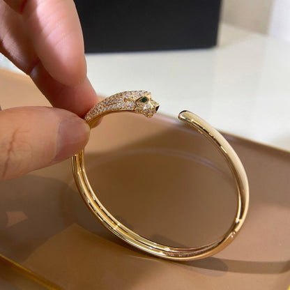 [Cadisa] PANTHERE HALF DIAMOND OPEN BRACELET
