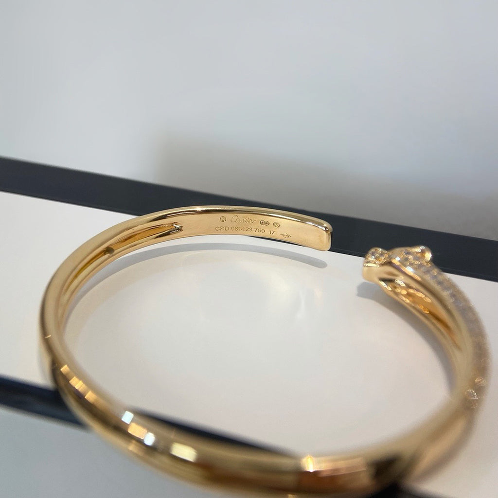 [Cadisa] PANTHERE HALF DIAMOND OPEN BRACELET