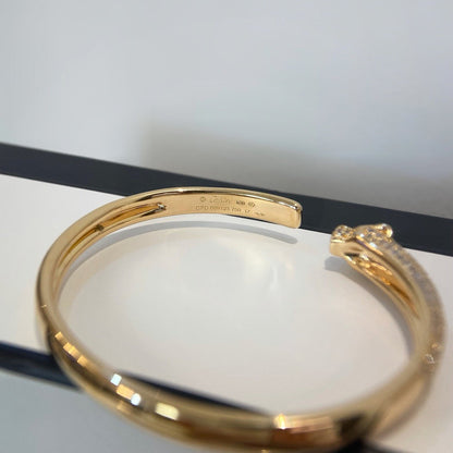 [Cadisa] PANTHERE HALF DIAMOND OPEN BRACELET