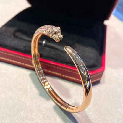 [Cadisa] PANTHERE HALF DIAMOND OPEN BRACELET
