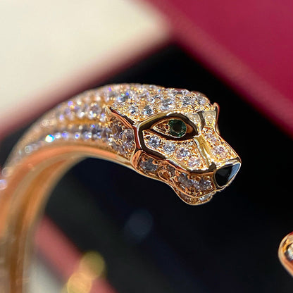 [Cadisa] PANTHERE HALF DIAMOND OPEN BRACELET