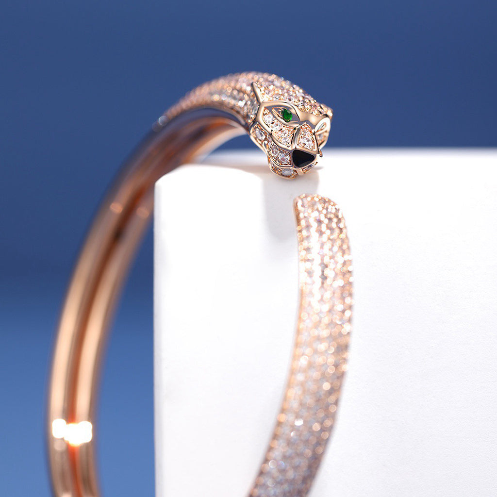 [Cadisa] PANTHERE FULL DIAMOND OPEN BRACELET