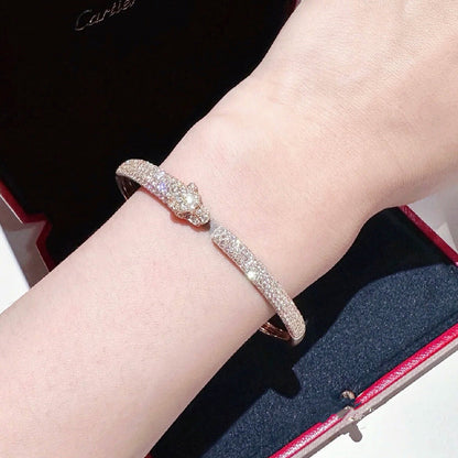 [Cadisa] PANTHERE FULL DIAMOND OPEN BRACELET