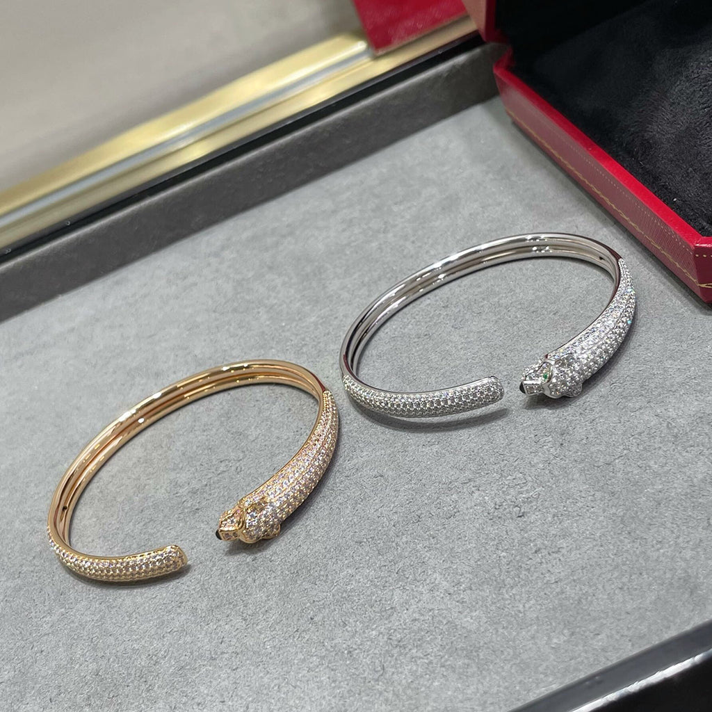 [Cadisa] PANTHERE FULL DIAMOND OPEN BRACELET