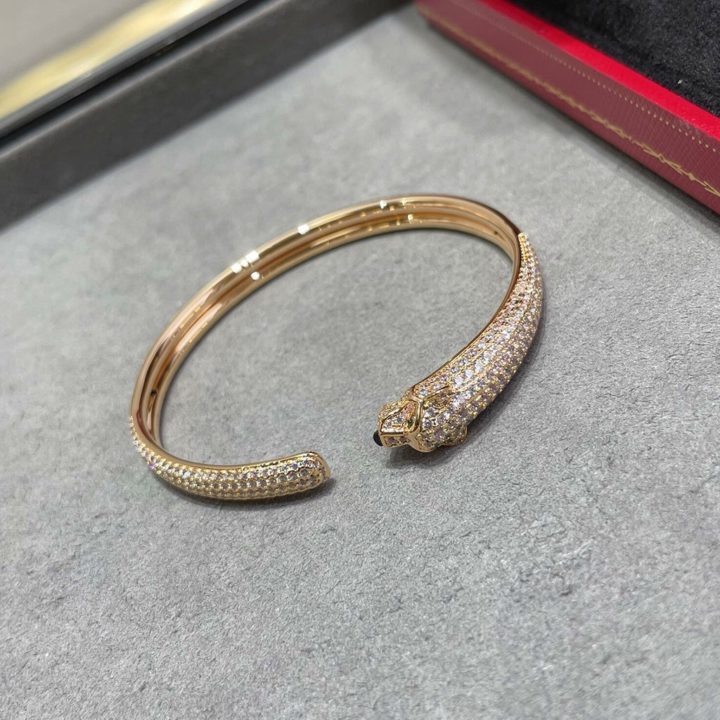 [Cadisa] PANTHERE FULL DIAMOND OPEN BRACELET
