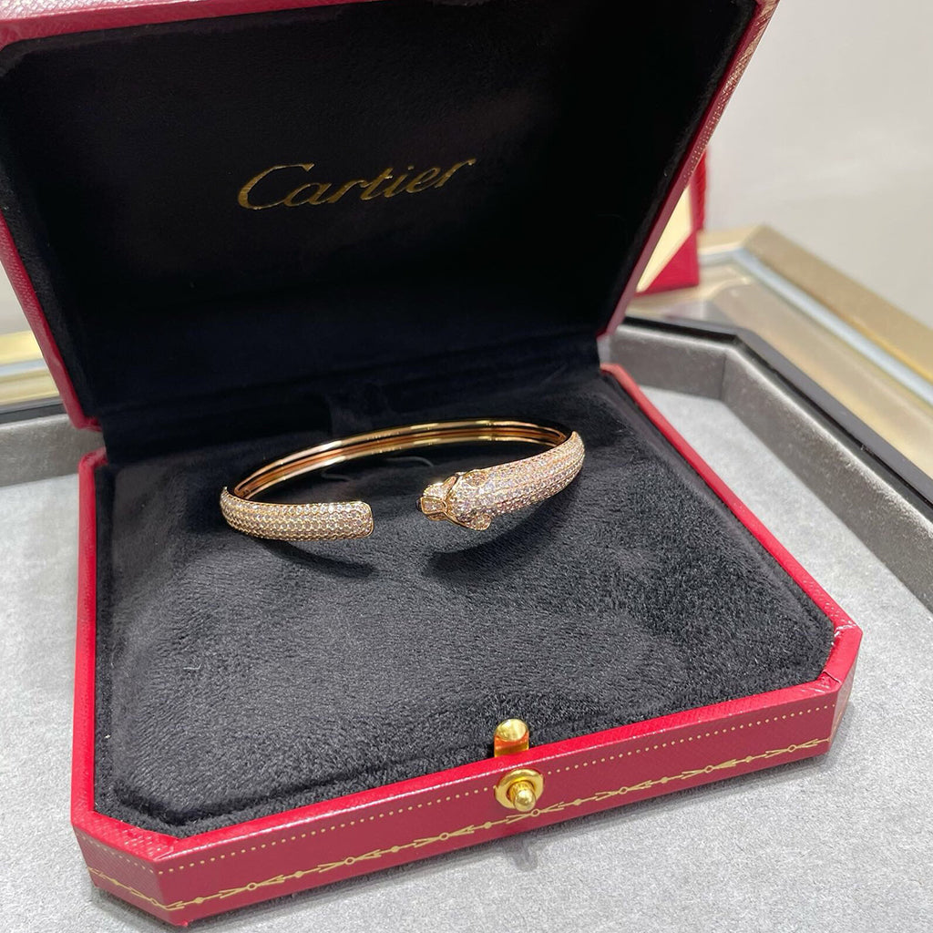 [Cadisa] PANTHERE FULL DIAMOND OPEN BRACELET