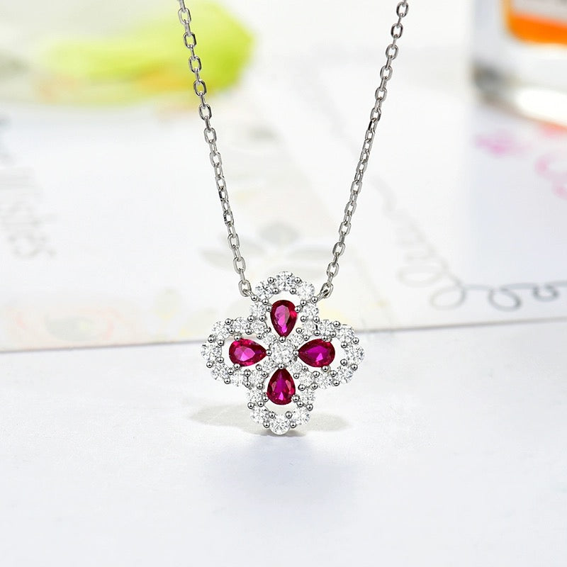 [Cadisa]LOOP NECKLACE FULL MOTIF DIAMOND 16MM MULTIPLE COLORS