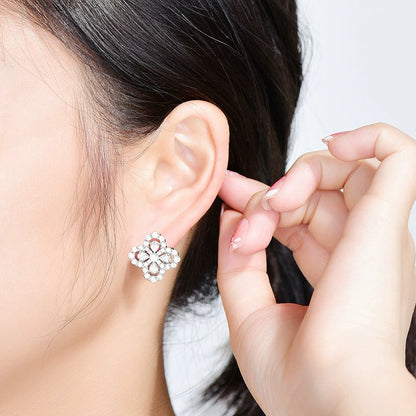 [Cadisa]LOOP EARRINGS FULL MOTIF DIAMOND 16MM
