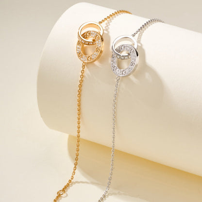 [Cadisa] LOVE DOUBLE RING FULL DIAMOND BRACELET