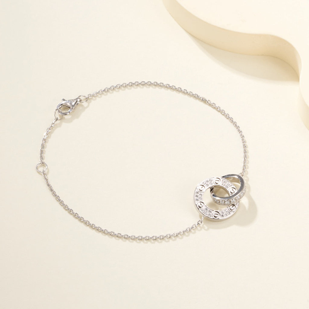 [Cadisa] LOVE DOUBLE RING FULL DIAMOND BRACELET
